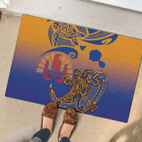 Hawaiki Nui Va'a Solo French Polynesia Rubber Doormat Sunset Color LT03 - Polynesian Pride