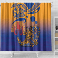 Hawaiki Nui Va'a Solo French Polynesia Shower Curtain Sunset Color