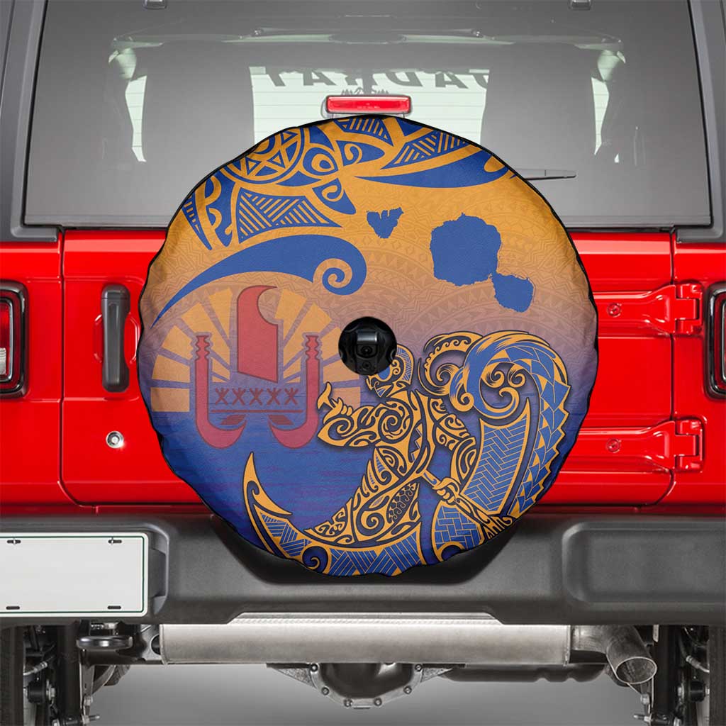 Hawaiki Nui Va'a Solo French Polynesia Spare Tire Cover Sunset Color LT03 - Polynesian Pride