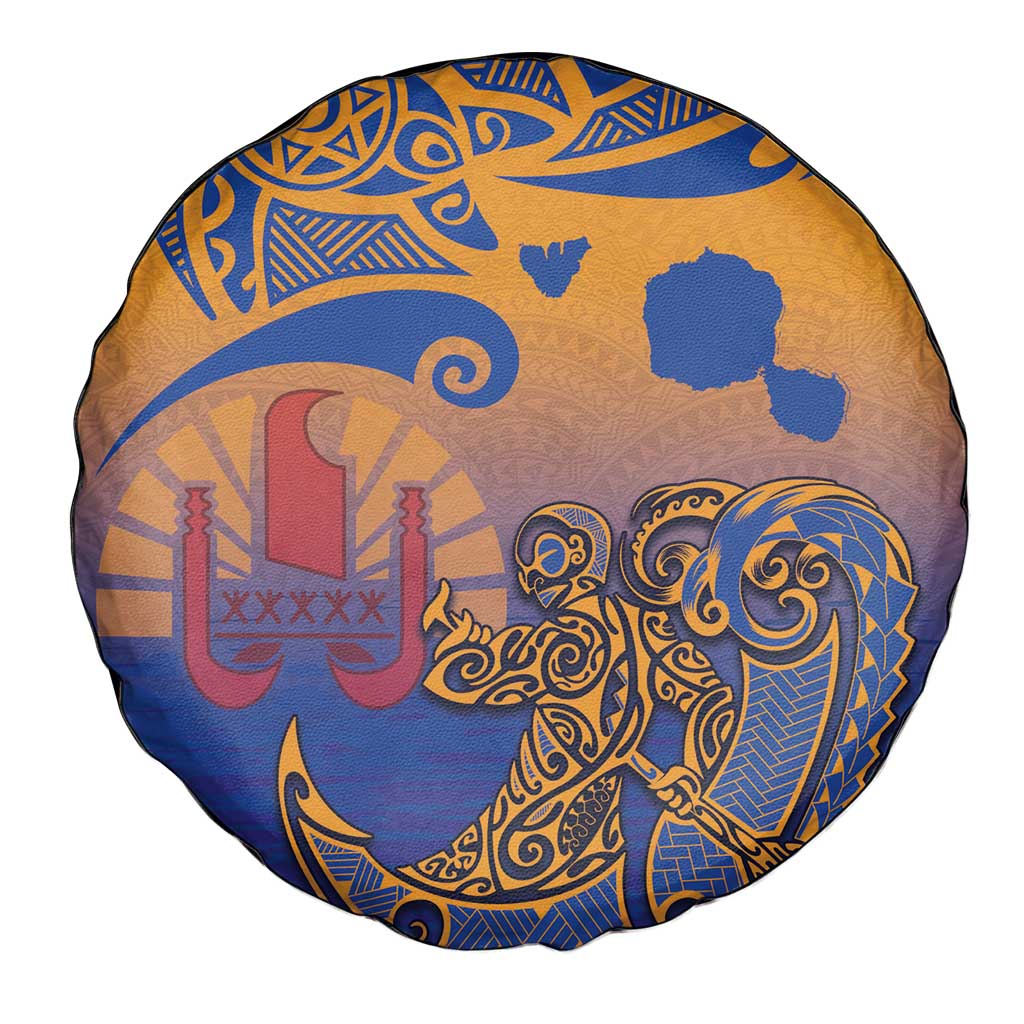 Hawaiki Nui Va'a Solo French Polynesia Spare Tire Cover Sunset Color LT03 - Polynesian Pride