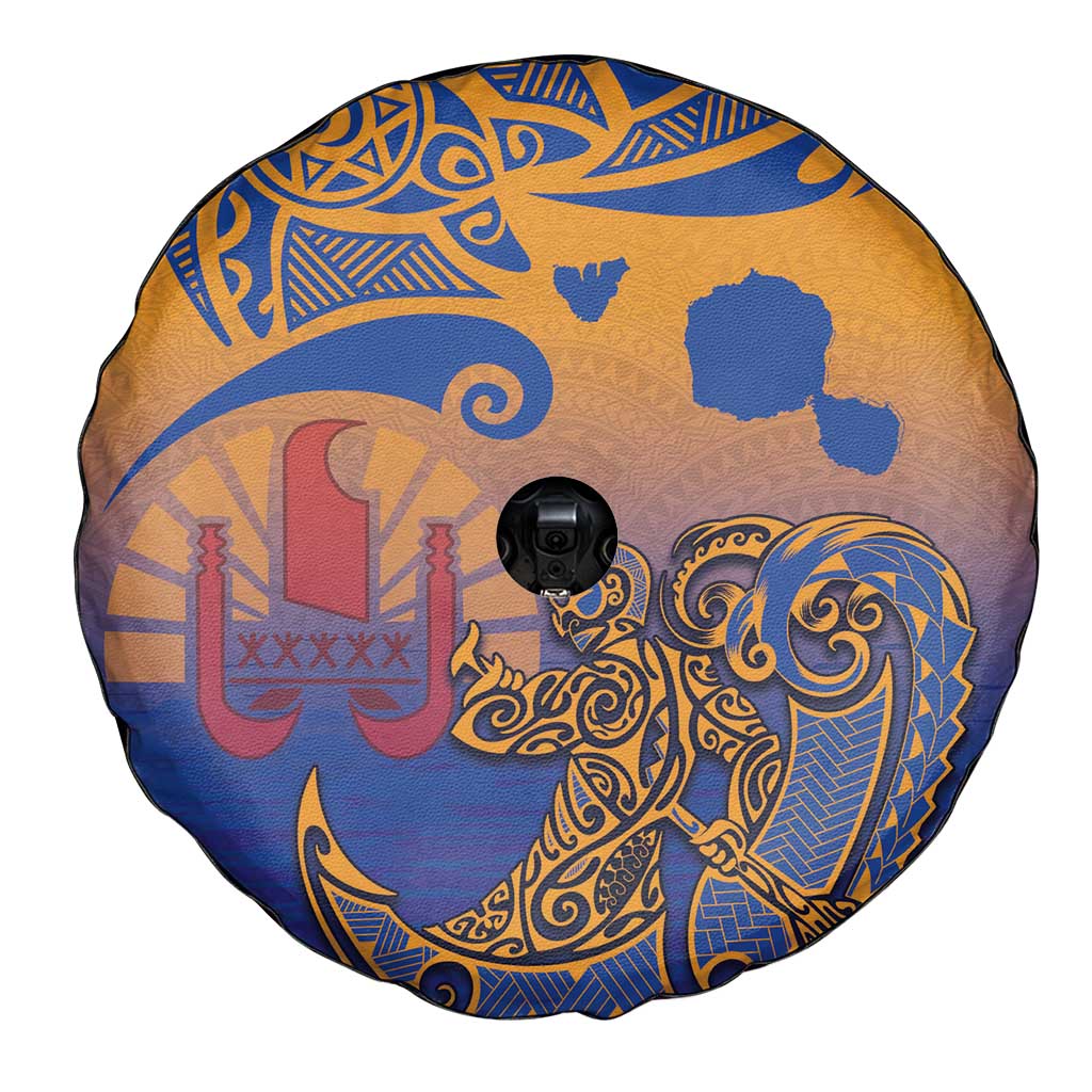 Hawaiki Nui Va'a Solo French Polynesia Spare Tire Cover Sunset Color LT03 - Polynesian Pride