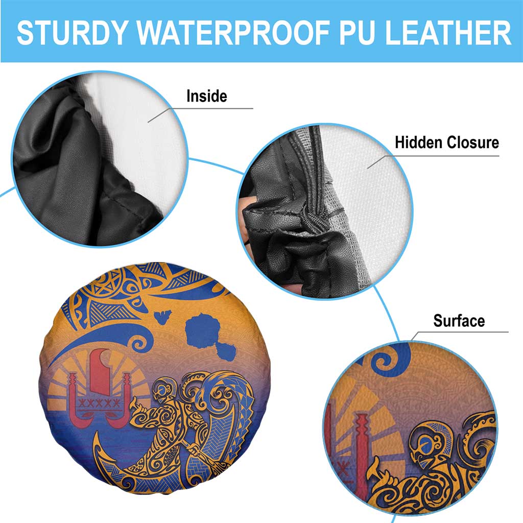 Hawaiki Nui Va'a Solo French Polynesia Spare Tire Cover Sunset Color LT03 - Polynesian Pride