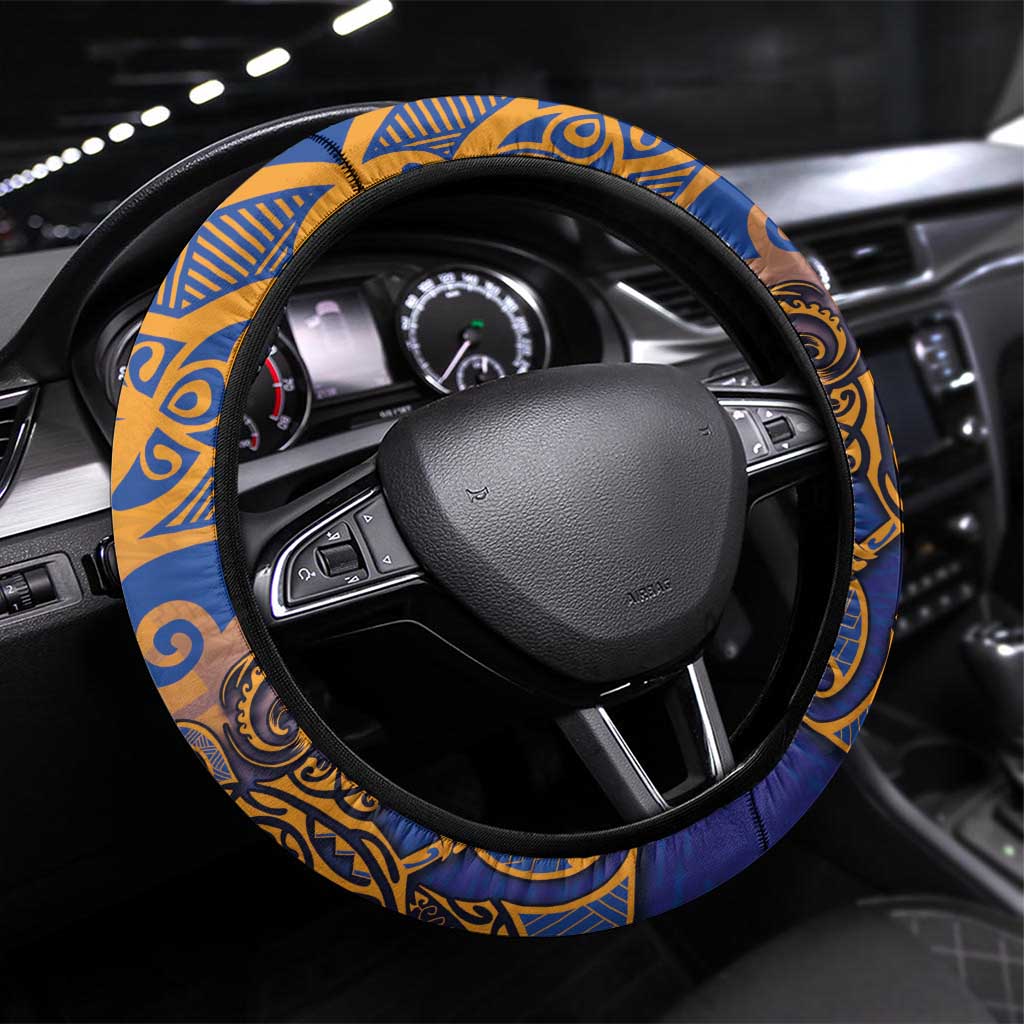 Hawaiki Nui Va'a Solo French Polynesia Steering Wheel Cover Sunset Color LT03 Universal Fit Yellow - Polynesian Pride