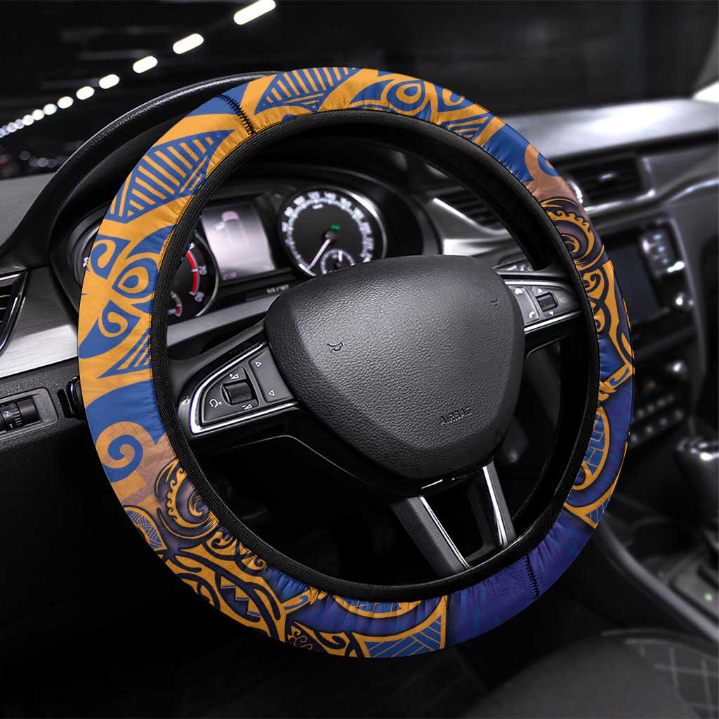 Hawaiki Nui Va'a Solo French Polynesia Steering Wheel Cover Sunset Color