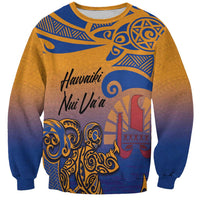 Hawaiki Nui Va'a Solo French Polynesia Sweatshirt Sunset Color LT03 Unisex Yellow - Polynesian Pride