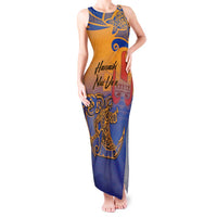 Hawaiki Nui Va'a Solo French Polynesia Tank Maxi Dress Sunset Color LT03 Women Yellow - Polynesian Pride