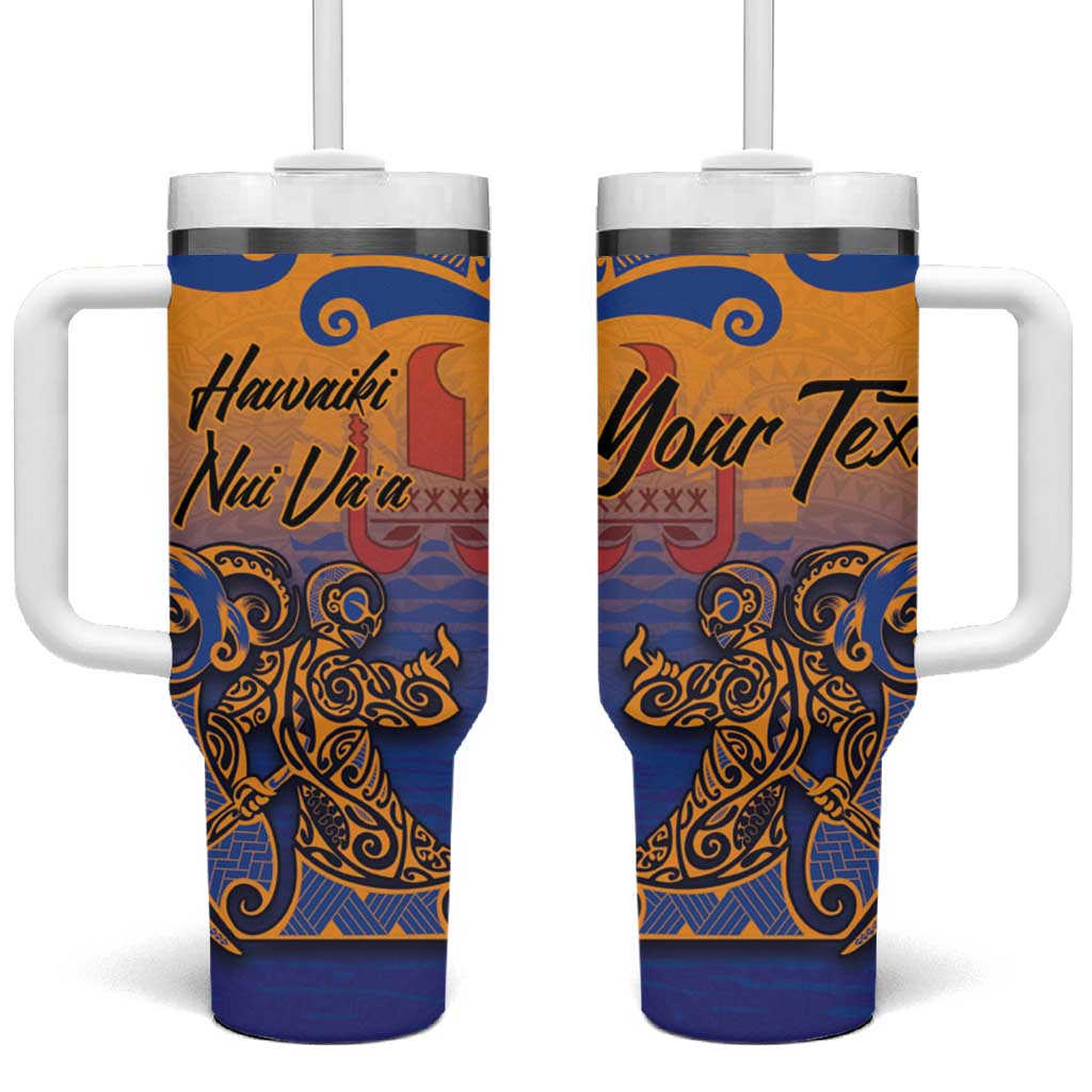 Hawaiki Nui Va'a Solo French Polynesia Tumbler With Handle Sunset Color LT03 One Size: 40 oz Yellow - Polynesian Pride