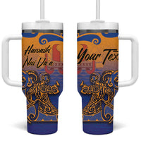 Hawaiki Nui Va'a Solo French Polynesia Tumbler With Handle Sunset Color LT03 One Size: 40 oz Yellow - Polynesian Pride