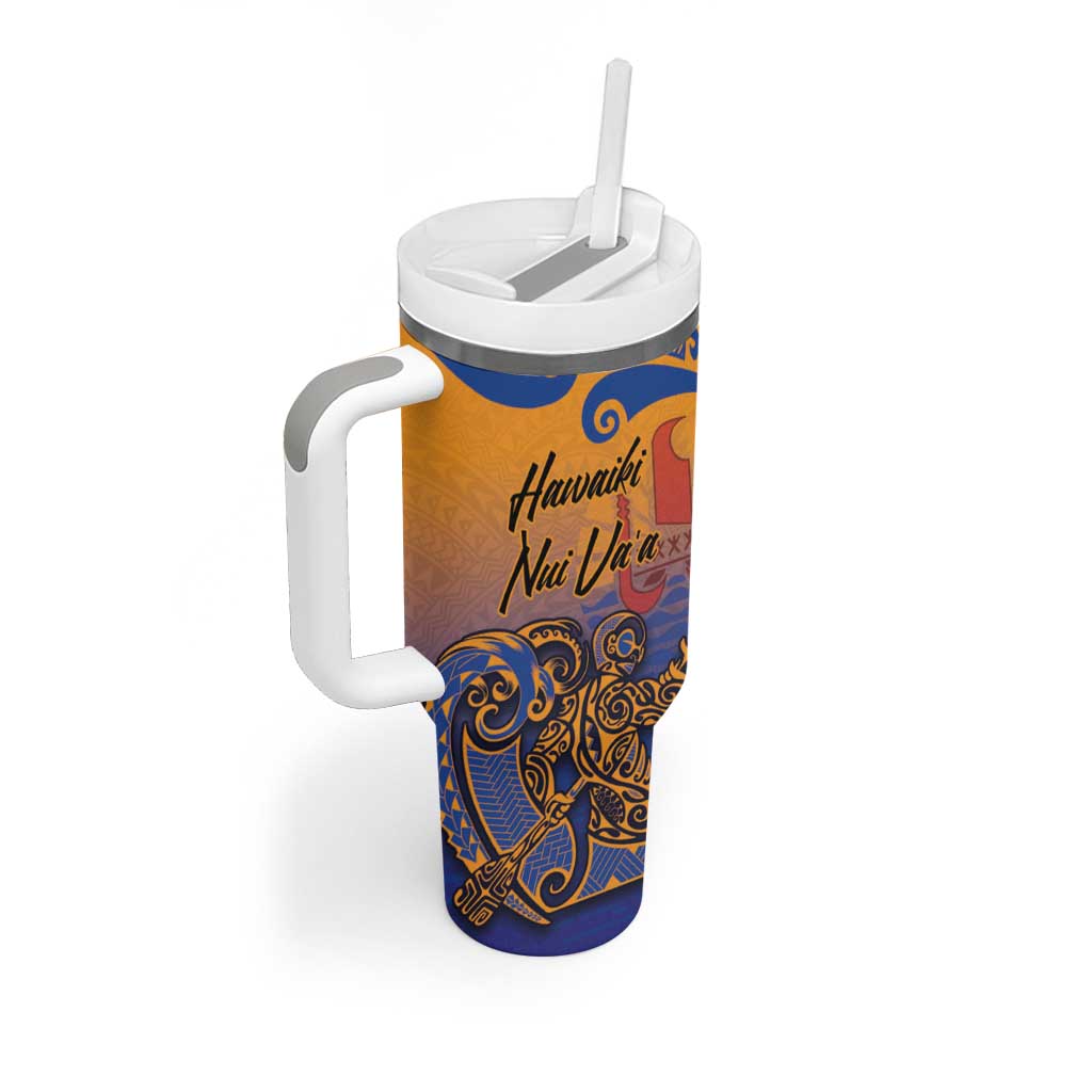 Hawaiki Nui Va'a Solo French Polynesia Tumbler With Handle Sunset Color LT03 - Polynesian Pride
