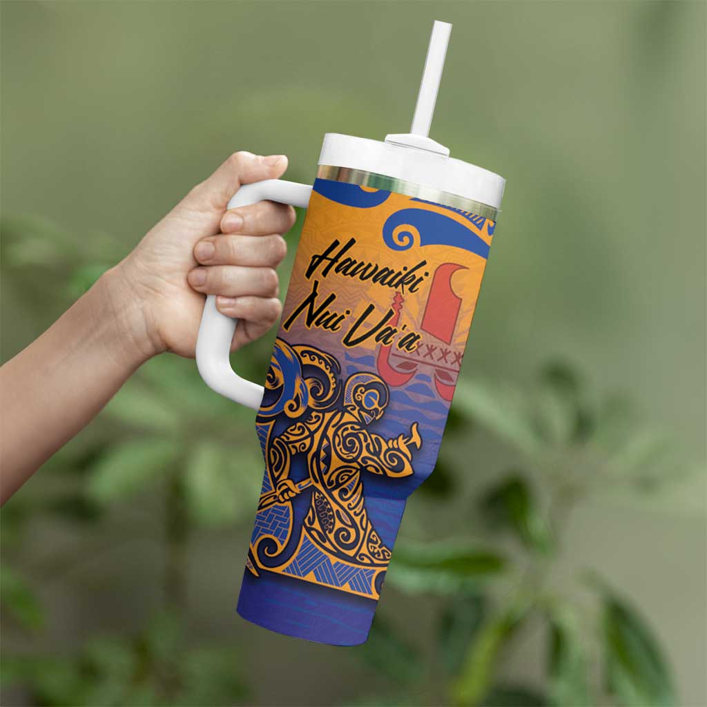 Hawaiki Nui Va'a Solo French Polynesia Tumbler With Handle Sunset Color LT03 - Polynesian Pride
