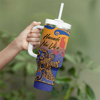 Hawaiki Nui Va'a Solo French Polynesia Tumbler With Handle Sunset Color LT03 - Polynesian Pride