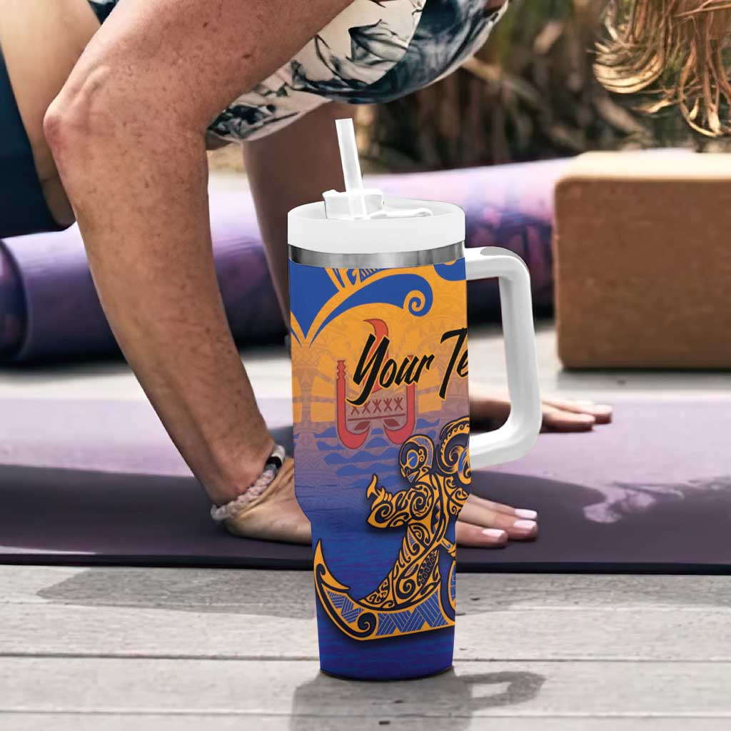 Hawaiki Nui Va'a Solo French Polynesia Tumbler With Handle Sunset Color LT03 - Polynesian Pride