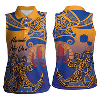 Hawaiki Nui Va'a Solo French Polynesia Women Sleeveless Polo Shirt Sunset Color