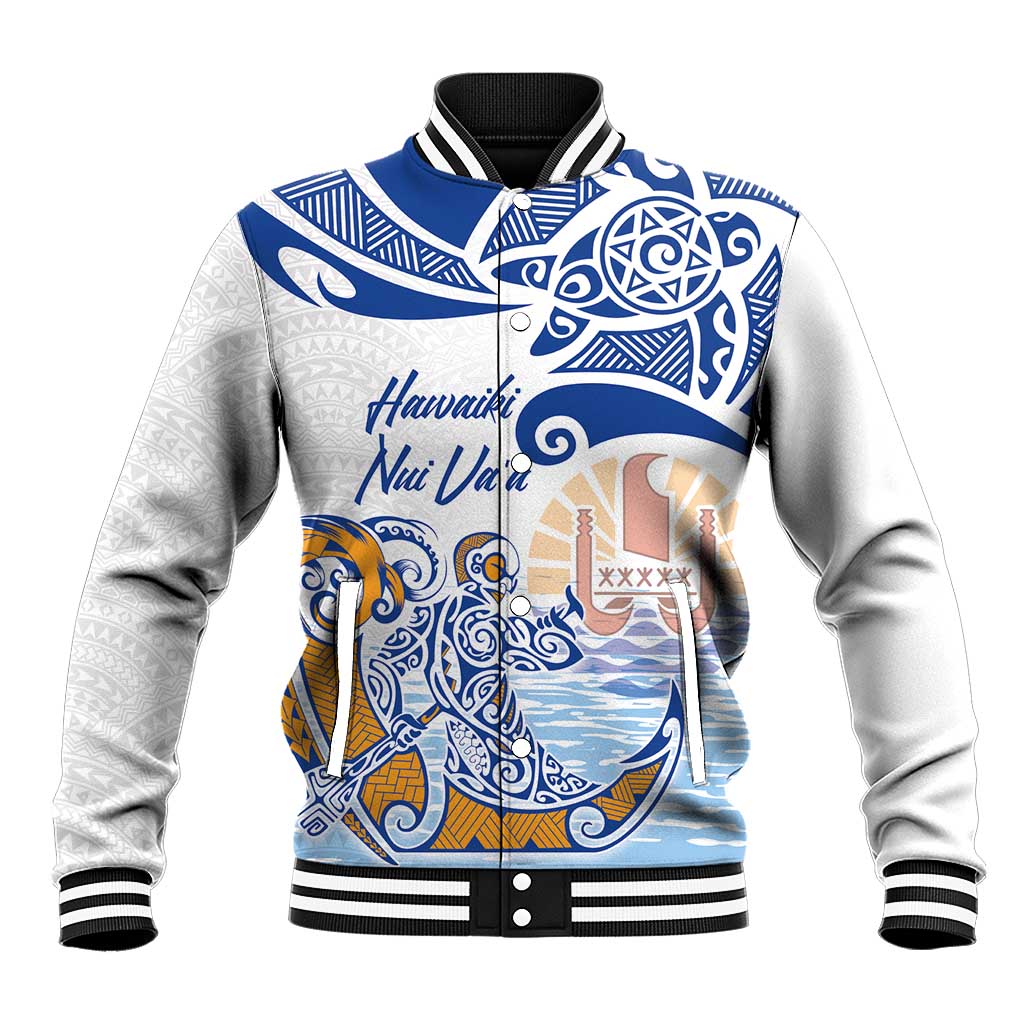 Hawaiki Nui Va'a Solo French Polynesia Baseball Jacket Blue Color