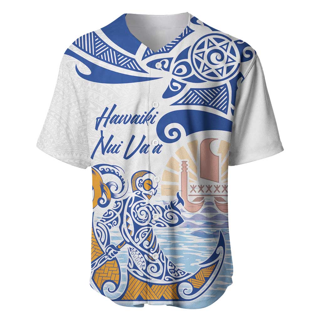 Hawaiki Nui Va'a Solo French Polynesia Baseball Jersey Blue Color