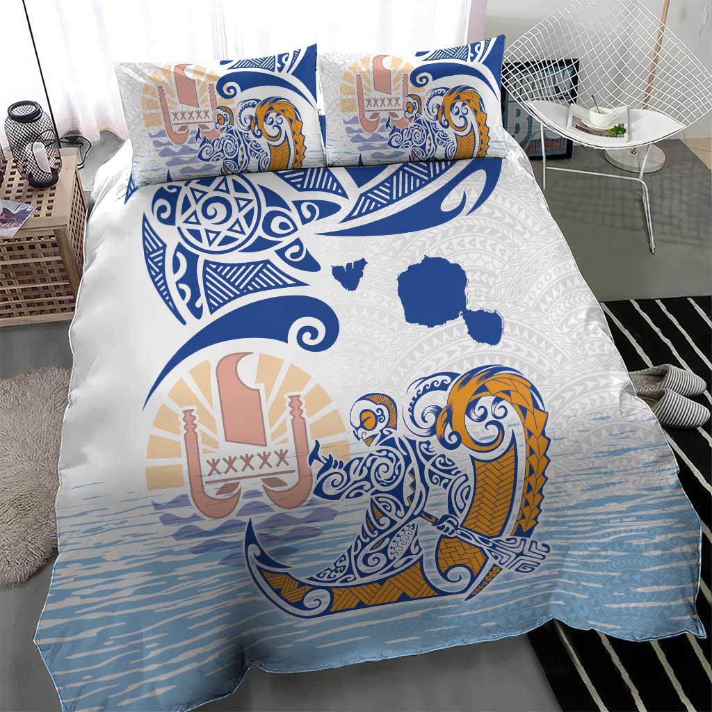 Hawaiki Nui Va'a Solo French Polynesia Bedding Set Blue Color