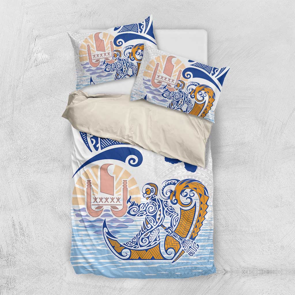 Hawaiki Nui Va'a Solo French Polynesia Bedding Set Blue Color