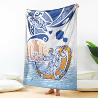 Hawaiki Nui Va'a Solo French Polynesia Blanket Blue Color LT03 - Polynesian Pride