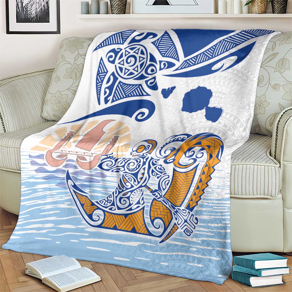 Hawaiki Nui Va'a Solo French Polynesia Blanket Blue Color LT03 - Polynesian Pride