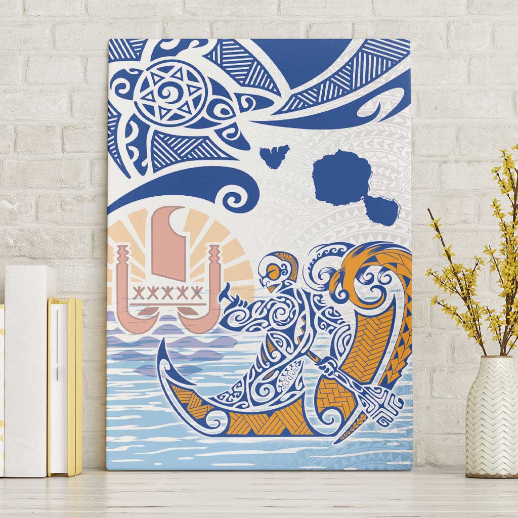 Hawaiki Nui Va'a Solo French Polynesia Canvas Wall Art Blue Color LT03 Without Frame Blue - Polynesian Pride