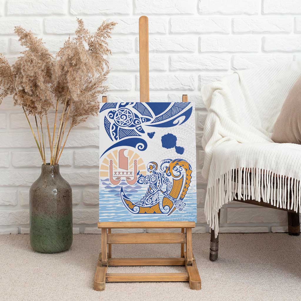 Hawaiki Nui Va'a Solo French Polynesia Canvas Wall Art Blue Color LT03 - Polynesian Pride