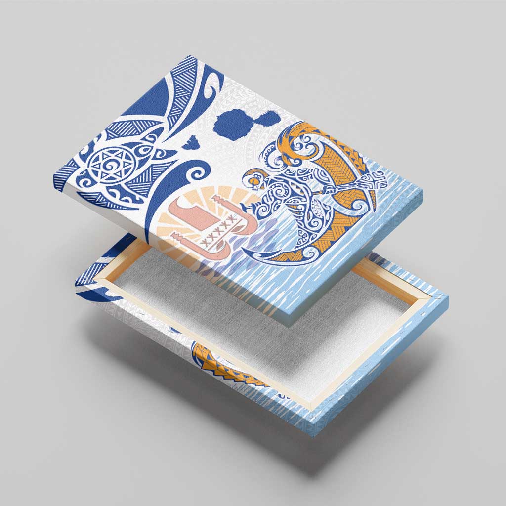 Hawaiki Nui Va'a Solo French Polynesia Canvas Wall Art Blue Color LT03 - Polynesian Pride