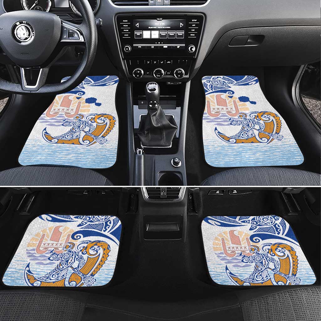 Hawaiki Nui Va'a Solo French Polynesia Car Mats Blue Color LT03 Set 4pcs Blue - Polynesian Pride