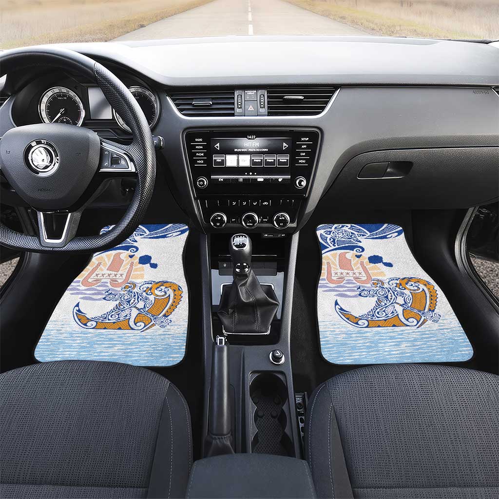 Hawaiki Nui Va'a Solo French Polynesia Car Mats Blue Color LT03 Set 2pcs - Front Blue - Polynesian Pride