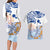 Hawaiki Nui Va'a Solo French Polynesia Couples Matching Long Sleeve Bodycon Dress and Hawaiian Shirt Blue Color