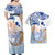 Hawaiki Nui Va'a Solo French Polynesia Couples Matching Off Shoulder Maxi Dress and Hawaiian Shirt Blue Color