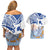 Hawaiki Nui Va'a Solo French Polynesia Couples Matching Off Shoulder Short Dress and Hawaiian Shirt Blue Color