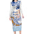 Hawaiki Nui Va'a Solo French Polynesia Family Matching Long Sleeve Bodycon Dress and Hawaiian Shirt Blue Color