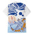 Hawaiki Nui Va'a Solo French Polynesia Family Matching Off Shoulder Maxi Dress and Hawaiian Shirt Blue Color