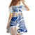 Hawaiki Nui Va'a Solo French Polynesia Family Matching Short Sleeve Bodycon Dress and Hawaiian Shirt Blue Color