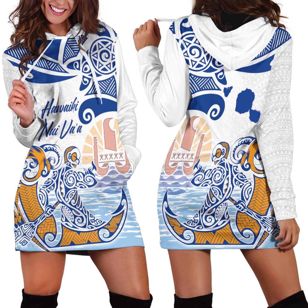 Hawaiki Nui Va'a Solo French Polynesia Hoodie Dress Blue Color LT03 - Polynesian Pride