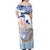 Hawaiki Nui Va'a Solo French Polynesia Off Shoulder Maxi Dress Blue Color