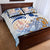 Hawaiki Nui Va'a Solo French Polynesia Quilt Bed Set Blue Color