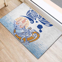 Hawaiki Nui Va'a Solo French Polynesia Rubber Doormat Blue Color LT03 - Polynesian Pride
