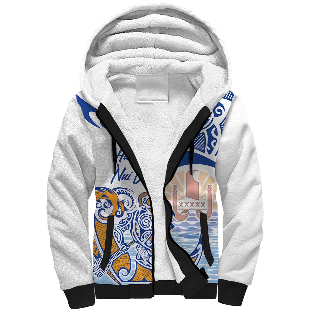 Hawaiki Nui Va'a Solo French Polynesia Sherpa Hoodie Blue Color LT03 Unisex Blue - Polynesian Pride