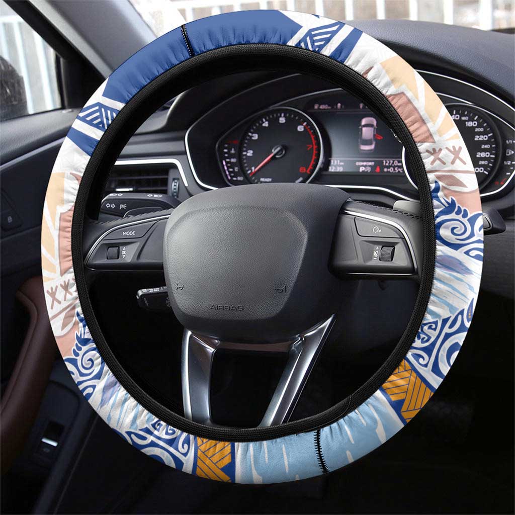 Hawaiki Nui Va'a Solo French Polynesia Steering Wheel Cover Blue Color LT03 - Polynesian Pride