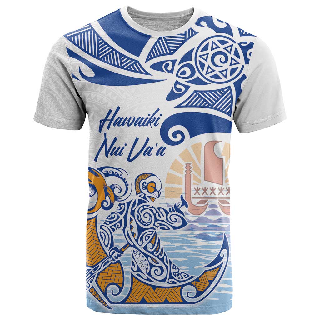 Hawaiki Nui Va'a Solo French Polynesia T Shirt Blue Color