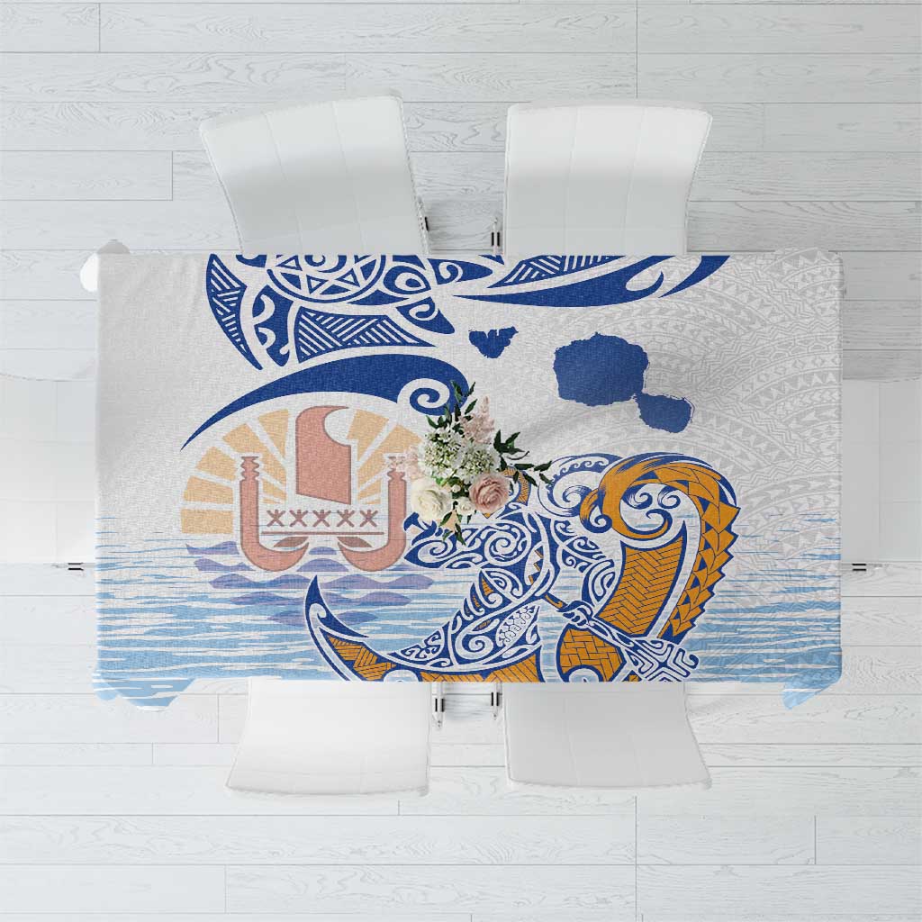 Hawaiki Nui Va'a Solo French Polynesia Tablecloth Blue Color LT03 Blue - Polynesian Pride