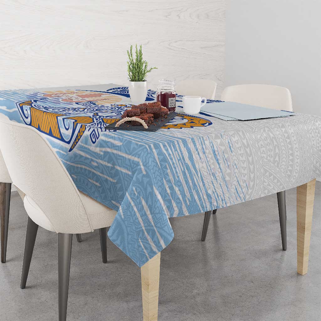 Hawaiki Nui Va'a Solo French Polynesia Tablecloth Blue Color LT03 - Polynesian Pride