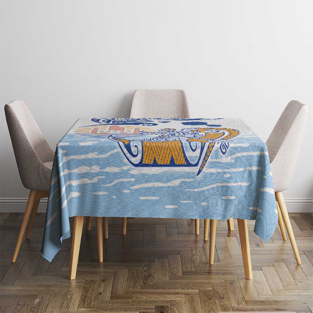 Hawaiki Nui Va'a Solo French Polynesia Tablecloth Blue Color LT03 - Polynesian Pride