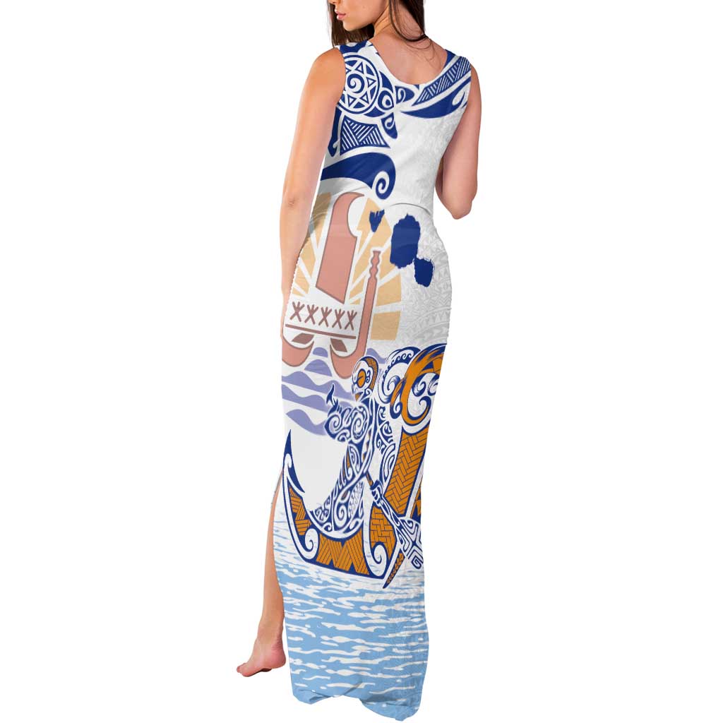 Hawaiki Nui Va'a Solo French Polynesia Tank Maxi Dress Blue Color LT03 - Polynesian Pride