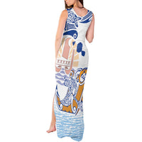 Hawaiki Nui Va'a Solo French Polynesia Tank Maxi Dress Blue Color LT03 - Polynesian Pride