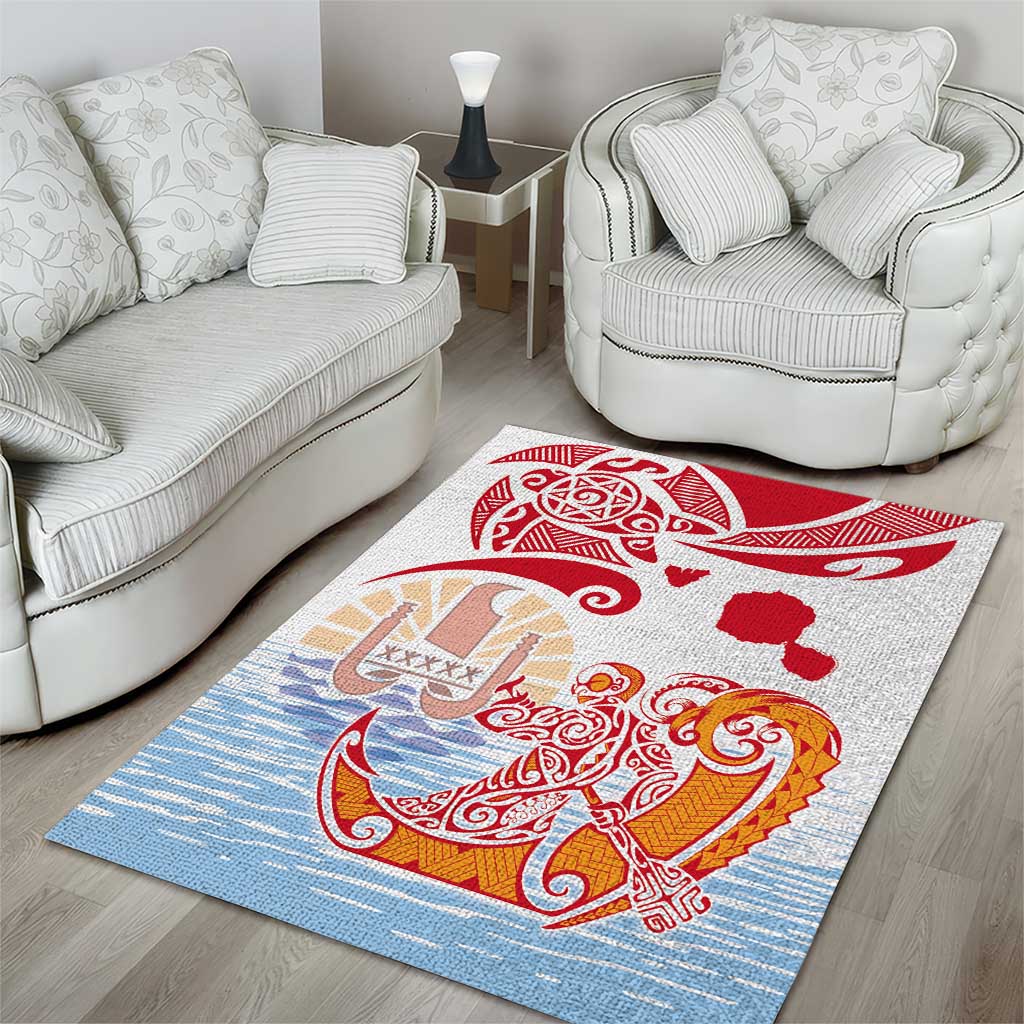 Hawaiki Nui Va'a Solo French Polynesia Area Rug Red Color