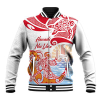 Hawaiki Nui Va'a Solo French Polynesia Baseball Jacket Red Color LT03 Unisex Red - Polynesian Pride