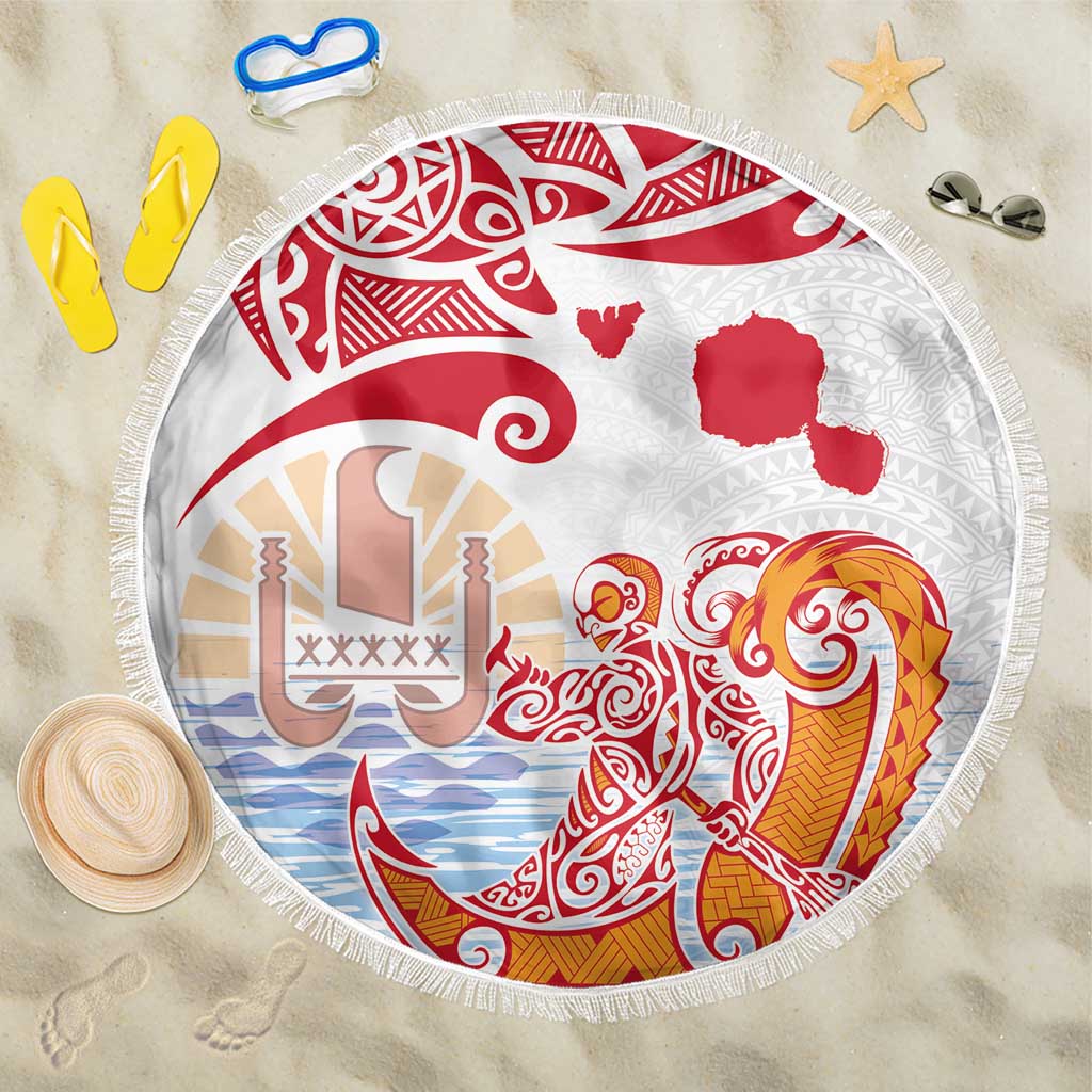 Hawaiki Nui Va'a Solo French Polynesia Beach Blanket Red Color LT03 One Size 150cm Red - Polynesian Pride