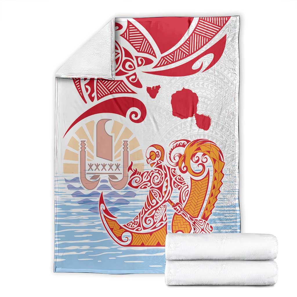 Hawaiki Nui Va'a Solo French Polynesia Blanket Red Color LT03 - Polynesian Pride